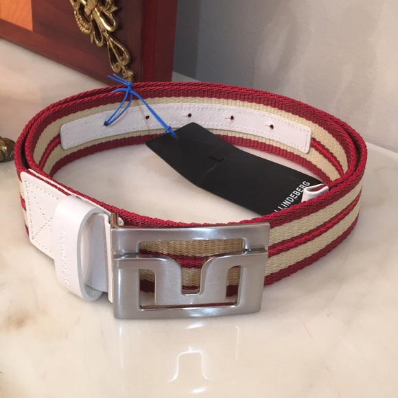 J.LINDEBERG Slater 40 Striped Webbing Dark Red - Picture 2 of 9